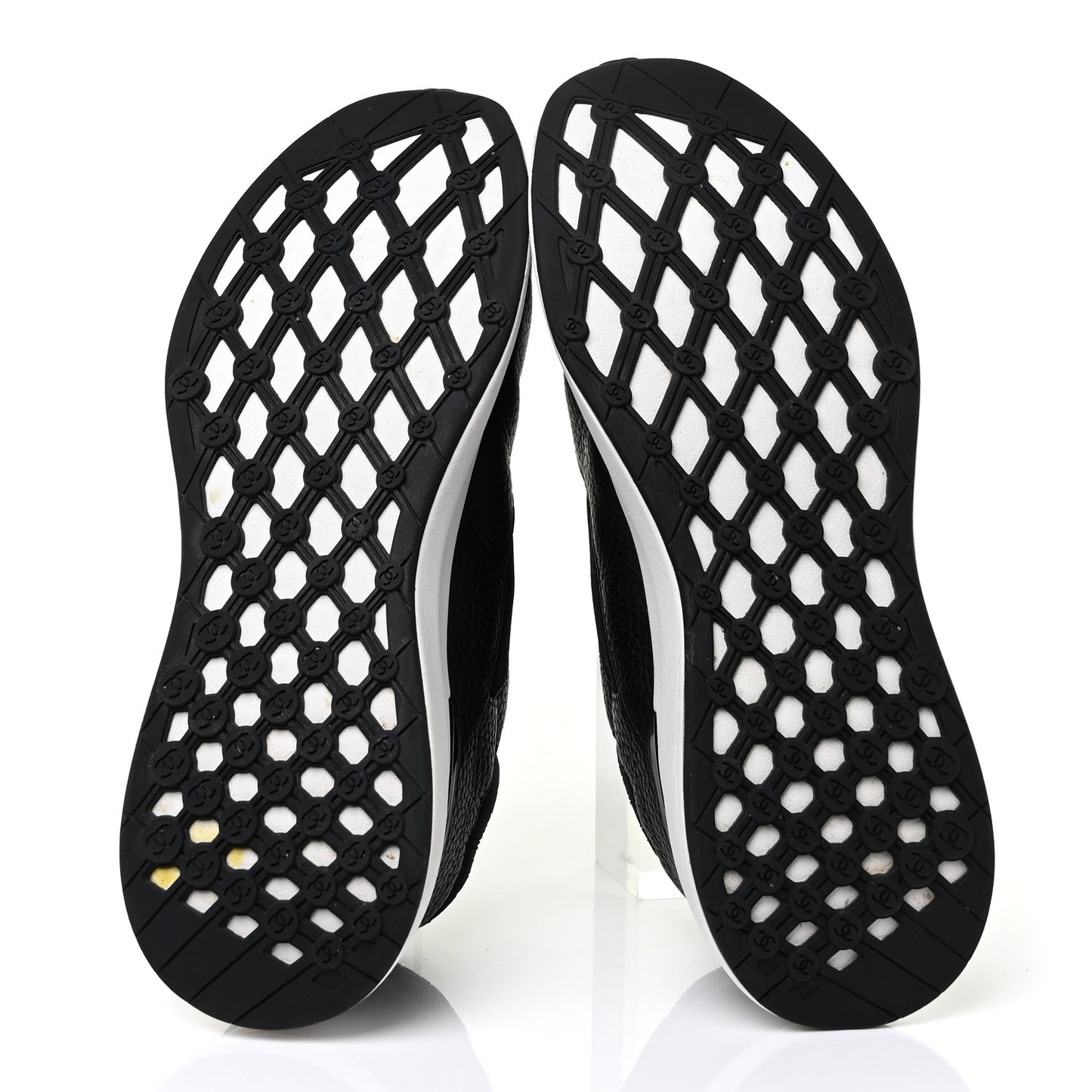 Calfskin Mesh Suede Mens CC Sneakers 43 Black White