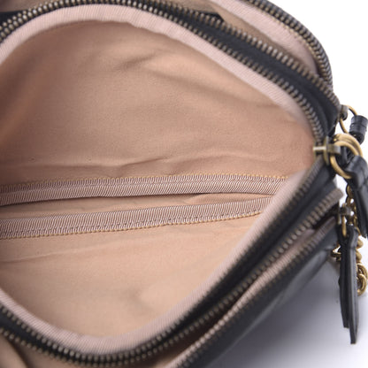Gucci Calfskin Matelasse Mini GG Marmont Chain Crossbody Bag Black 5 of 12