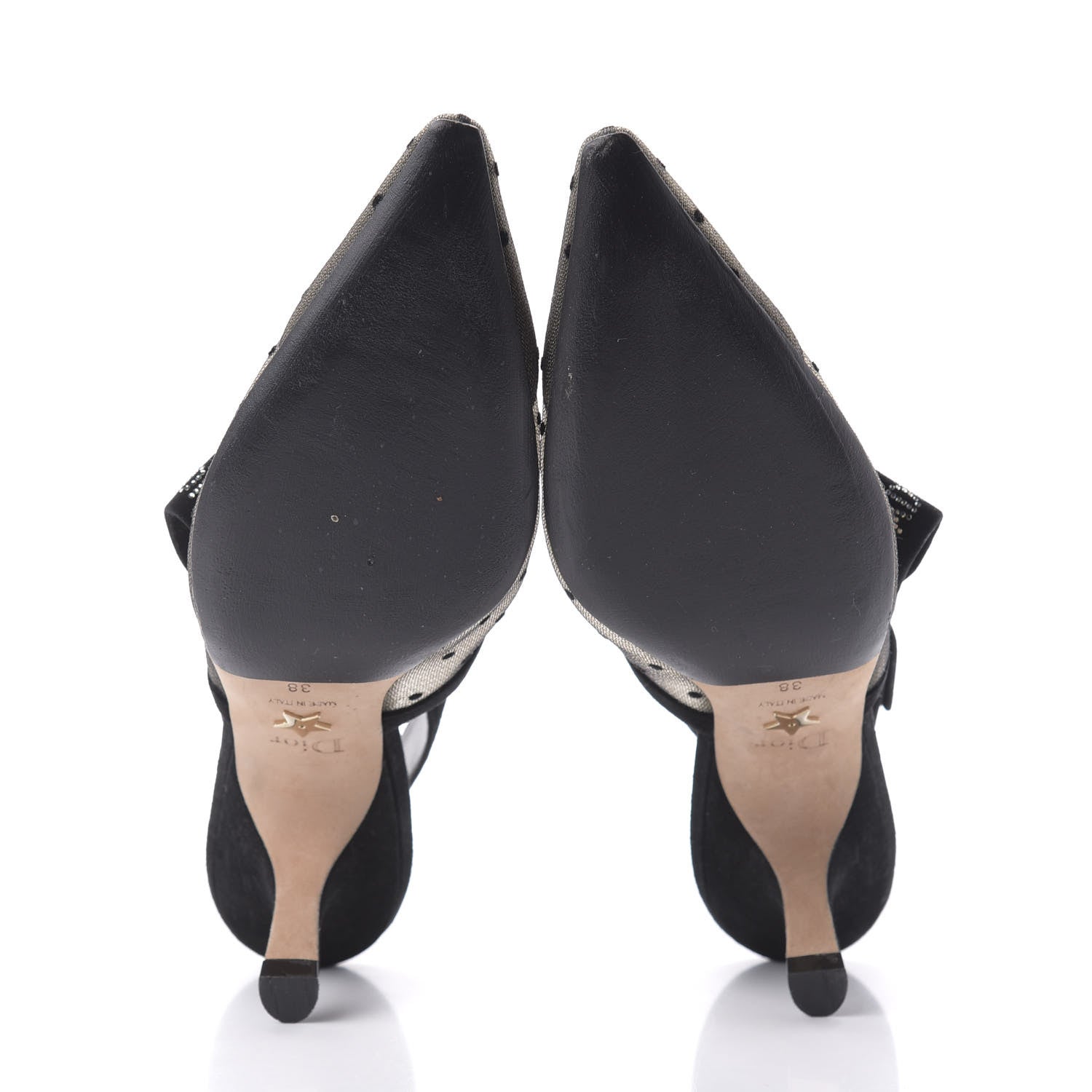 Christian Dior Mesh Plumetis Crystal Suede J'Adior Slingback 65mm Pumps 38 Nude Black 5 of 8