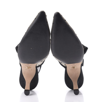 Christian Dior Mesh Plumetis Crystal Suede J'Adior Slingback 65mm Pumps 38 Nude Black 5 of 8
