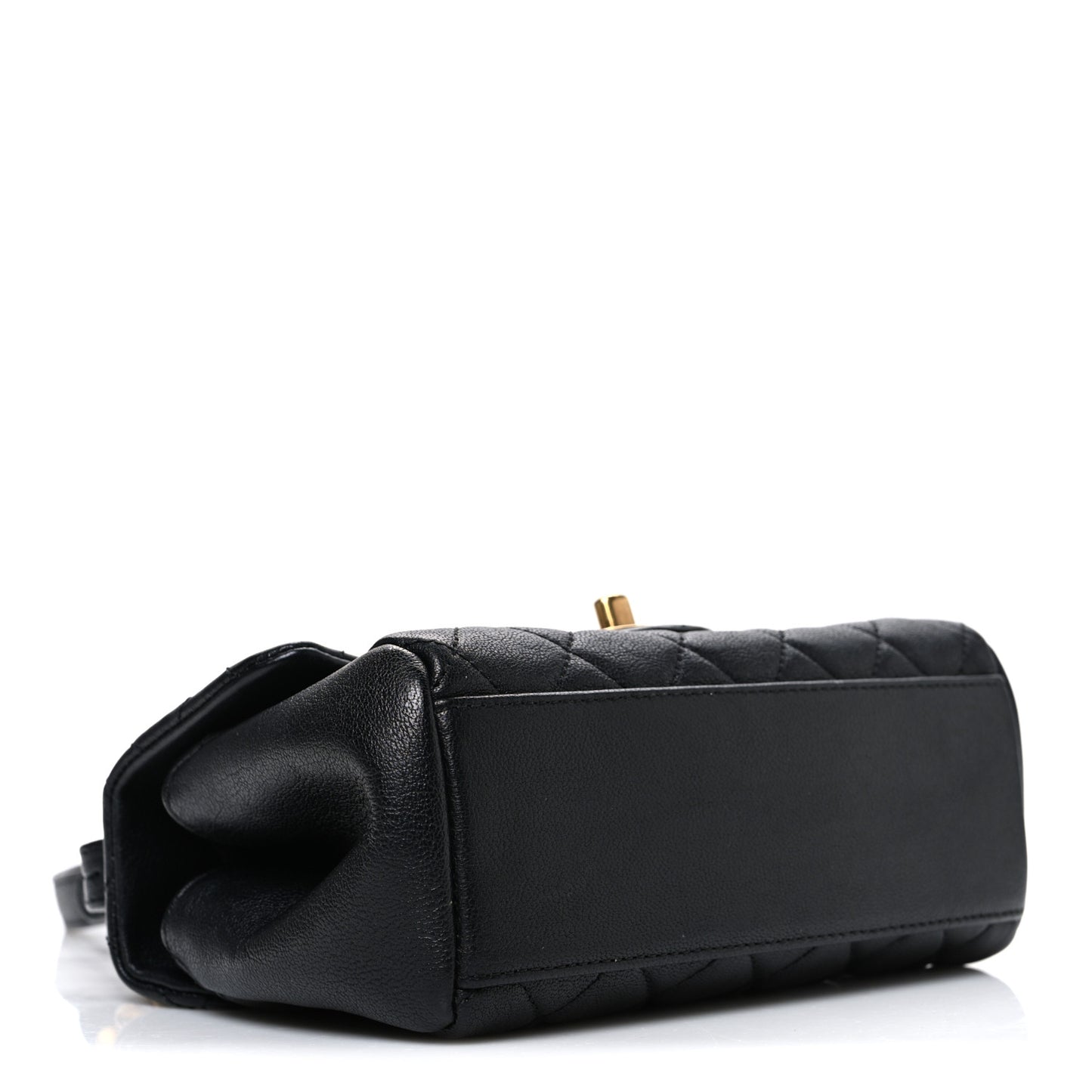 Shiny Sheepskin Quilted Mini Trapezio Flap Black