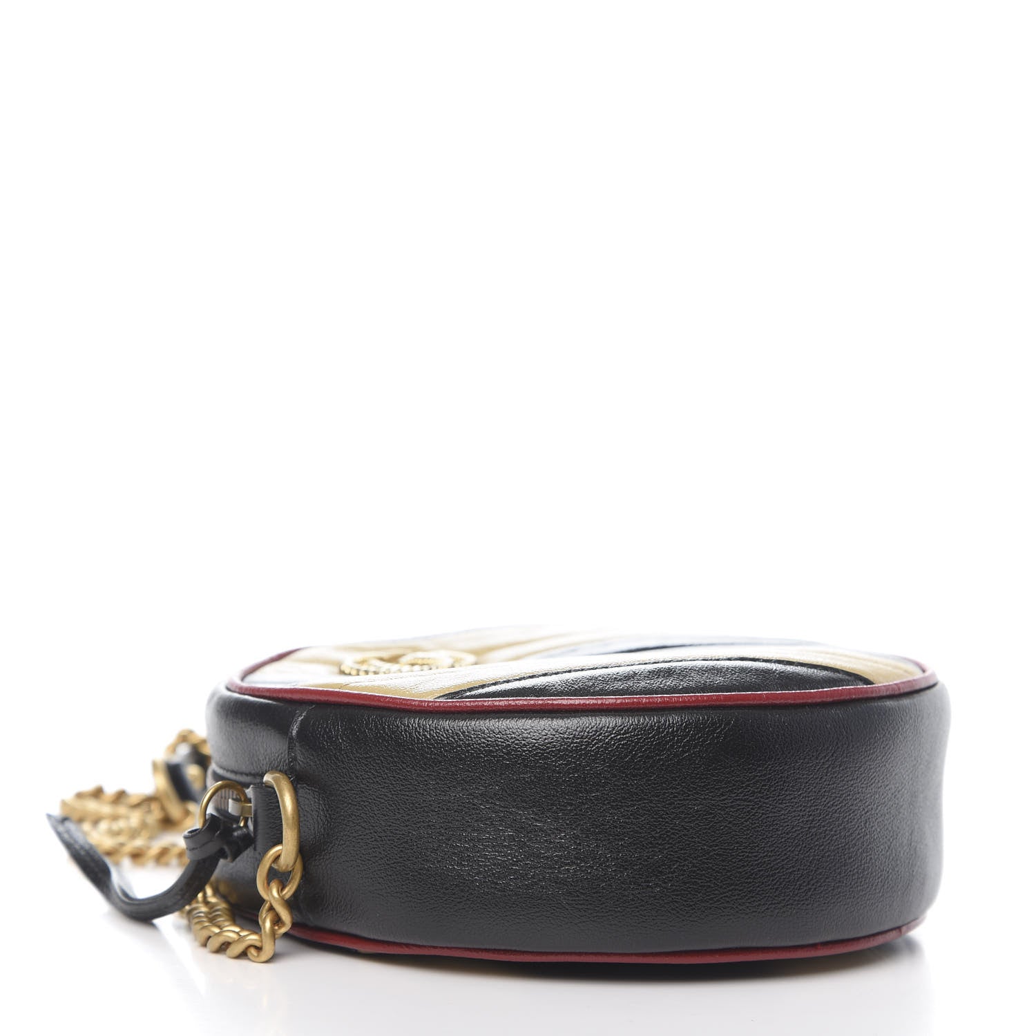 Gucci Azalea Calfskin Matelasse Diagonal Patchwork Mini Torchon GG Marmont Round Shoulder Bag Black Beige Romantic Cerise 3 of 9