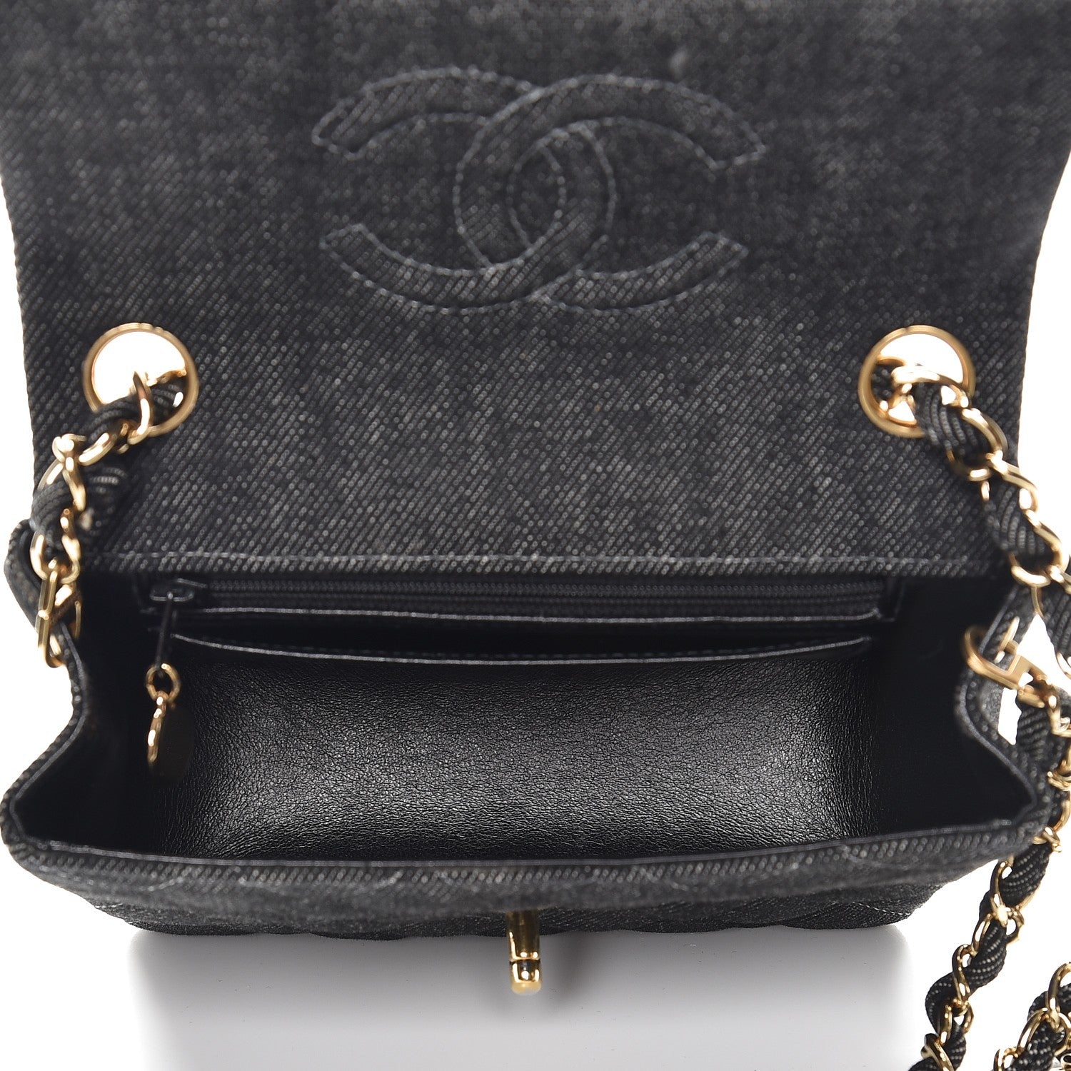 Chanel Denim Quilted Mini Square Flap Black 5 of 7