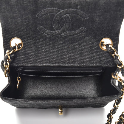 Chanel Denim Quilted Mini Square Flap Black 5 of 7