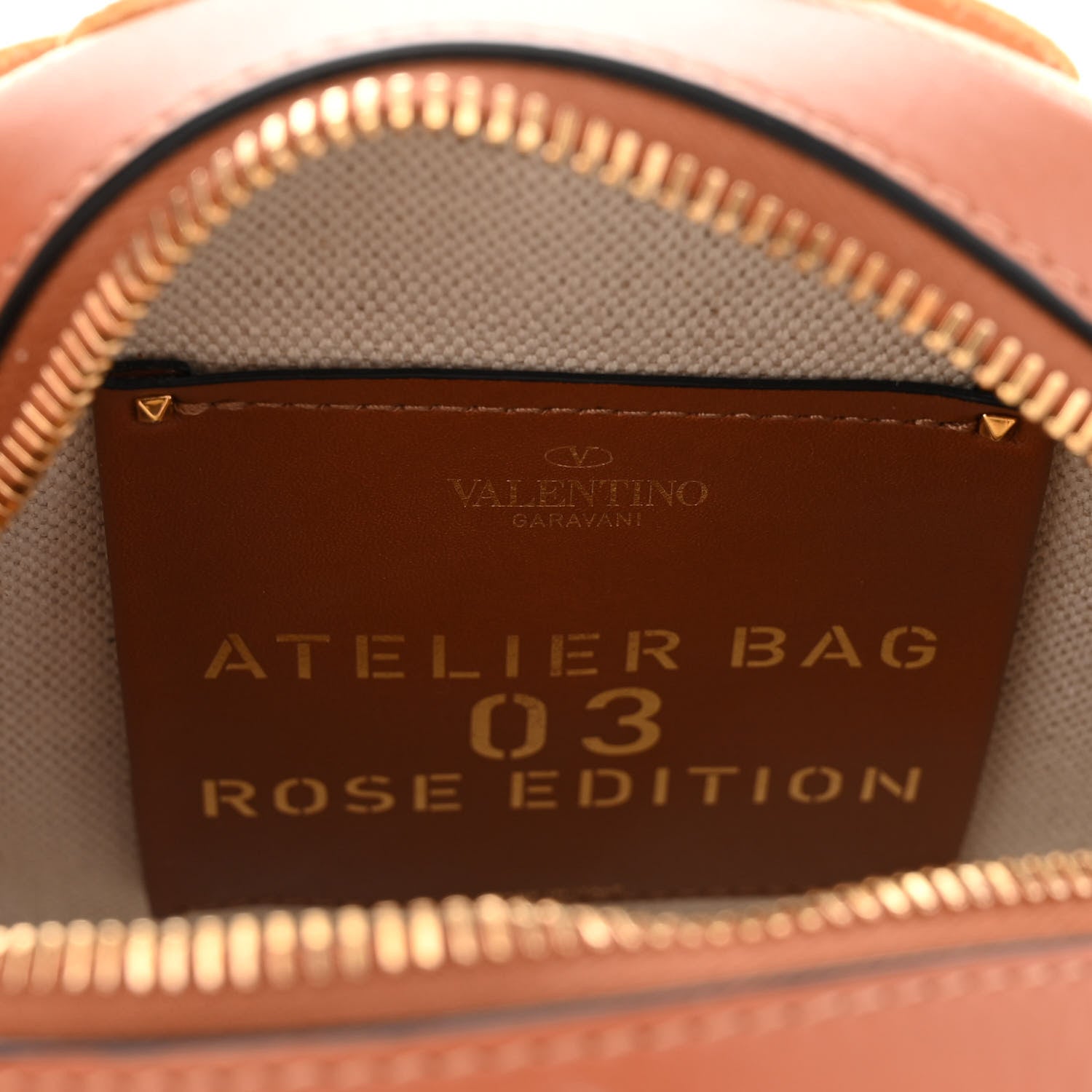 Valentino Garavani Canvas Calfskin Atelier 03 Rose Edition Round Crossbody Bag Natural 6 of 9