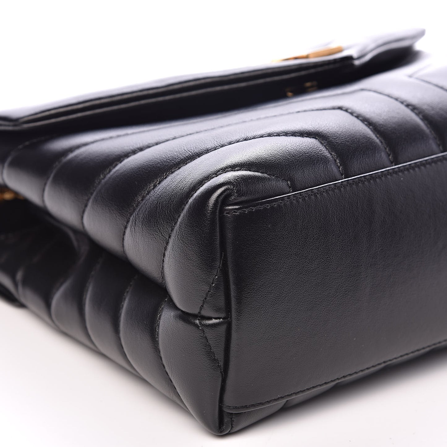 Calfskin Y Quilted Monogram Small Loulou Chain Satchel Black