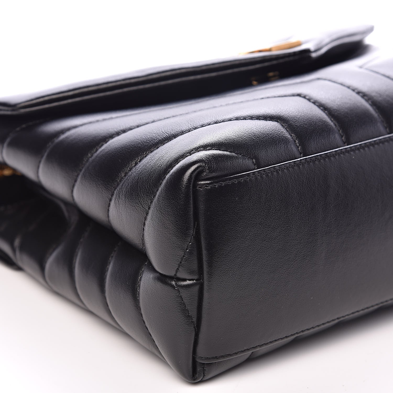 Saint Laurent Calfskin Y Quilted Monogram Small Loulou Chain Satchel Black 7 of 10