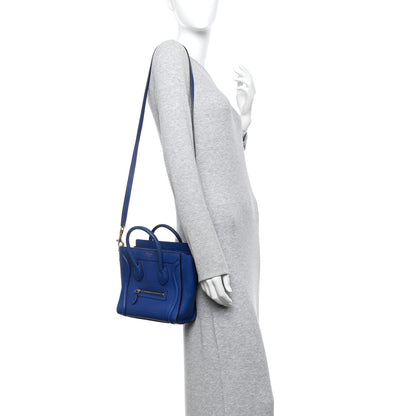 Celine Drummed Calfskin Nano Luggage Indigo 2 of 13