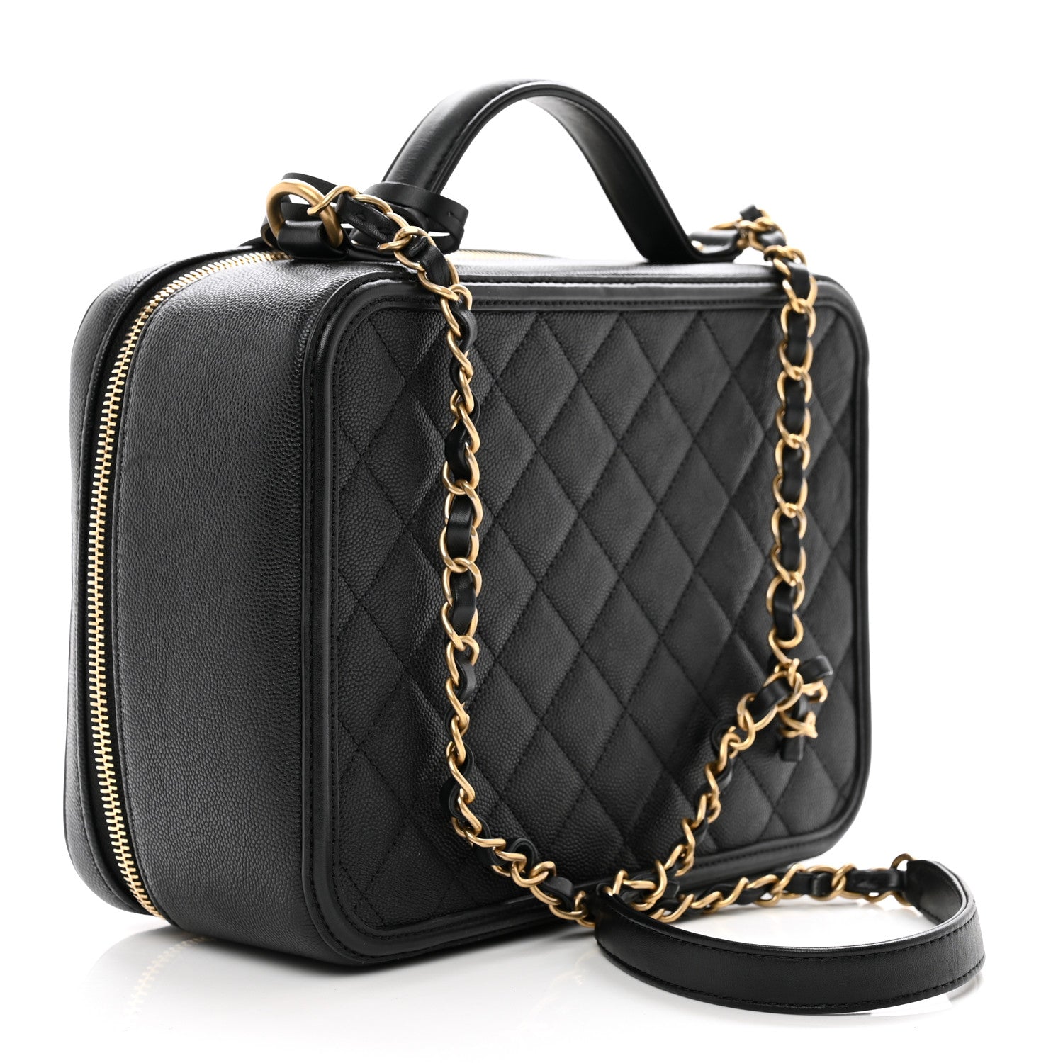 Chanel Caviar Quilted Large CC Filigree Vanity Case Black 3 of 12