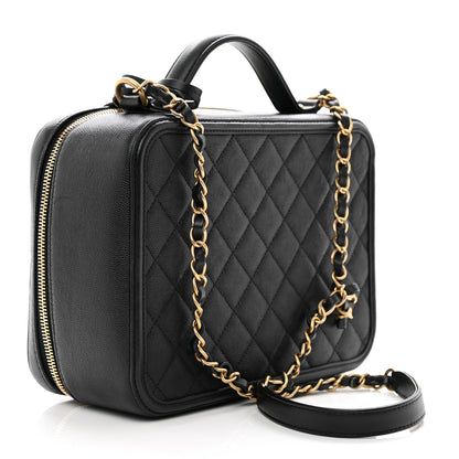 Chanel Caviar Quilted Large CC Filigree Vanity Case Black 3 of 12