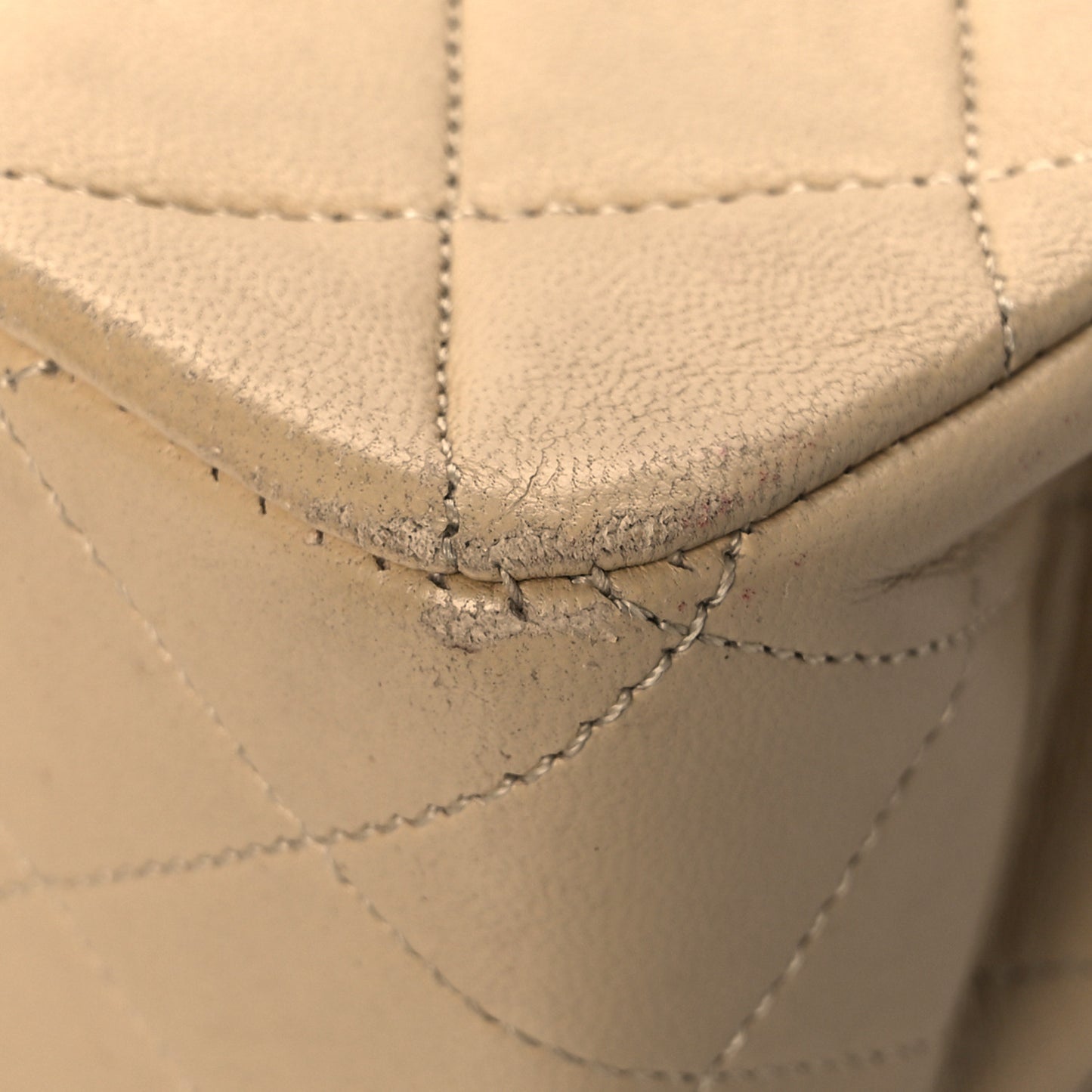 Lambskin Quilted Medium Double Flap Beige