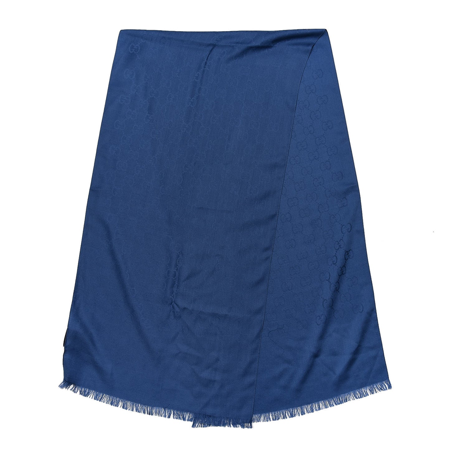 Wool Silk Jacquard Monogram Scarf Blue