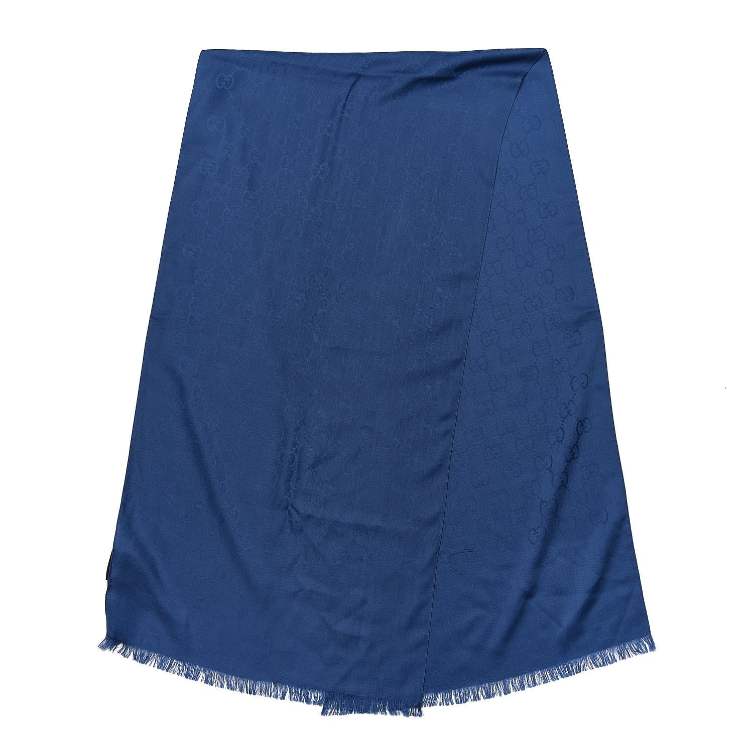 Gucci Wool Silk Jacquard Monogram Scarf Blue 3 of 4