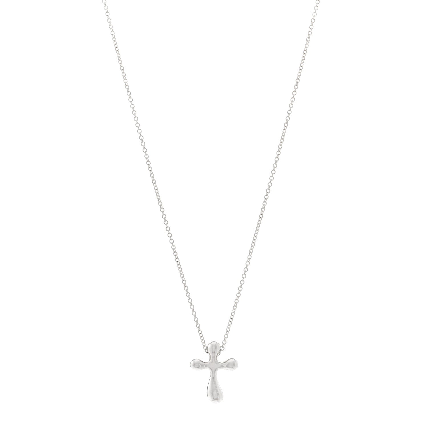 Tiffany Sterling Silver 12mm Elsa Peretti Cross Pendant Necklace 1 of 4