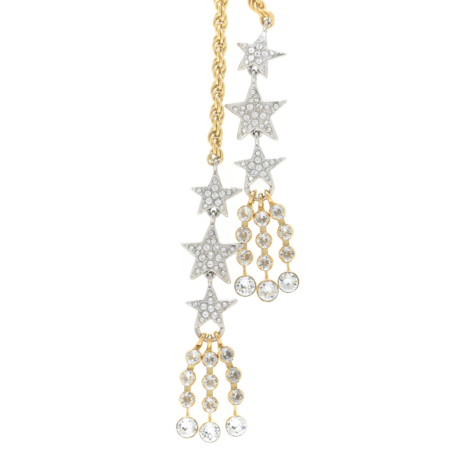 Chanel Crystal CC Star Necklace Gold 4 of 9