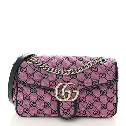 Gucci Monogram Multicolor Matelasse Diagonal Small GG Marmont Shoulder Bag Pink Blue 1 of 10