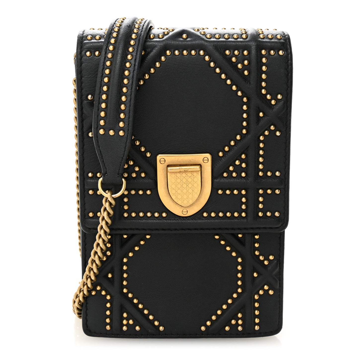 Lambskin Studded Vertical Diorama Black