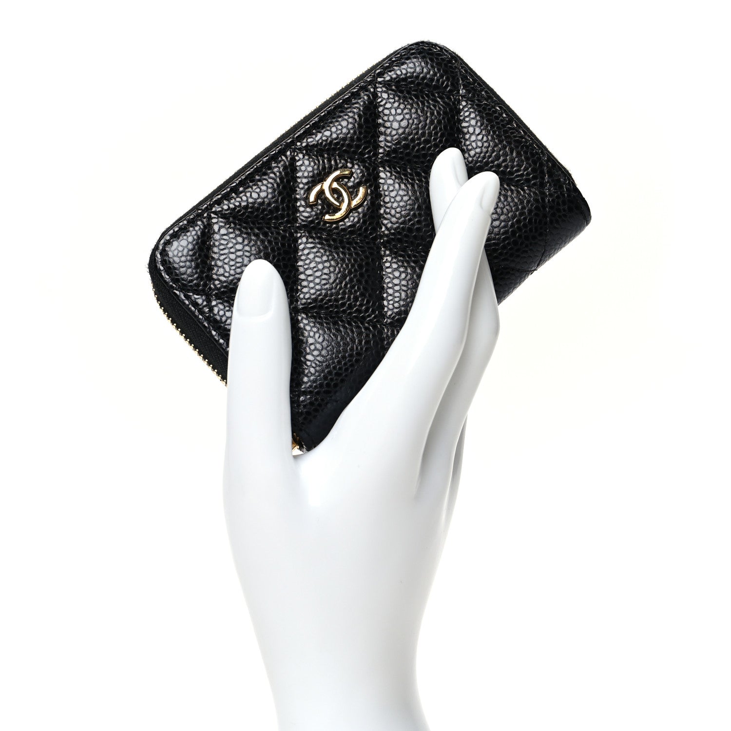 Chanel Caviar Quilted Zip Coin Purse Black 2 of 12
