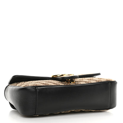 Gucci Monogram Matelasse Diagonal Small GG Marmont Shoulder Bag Beige Black 4 of 10