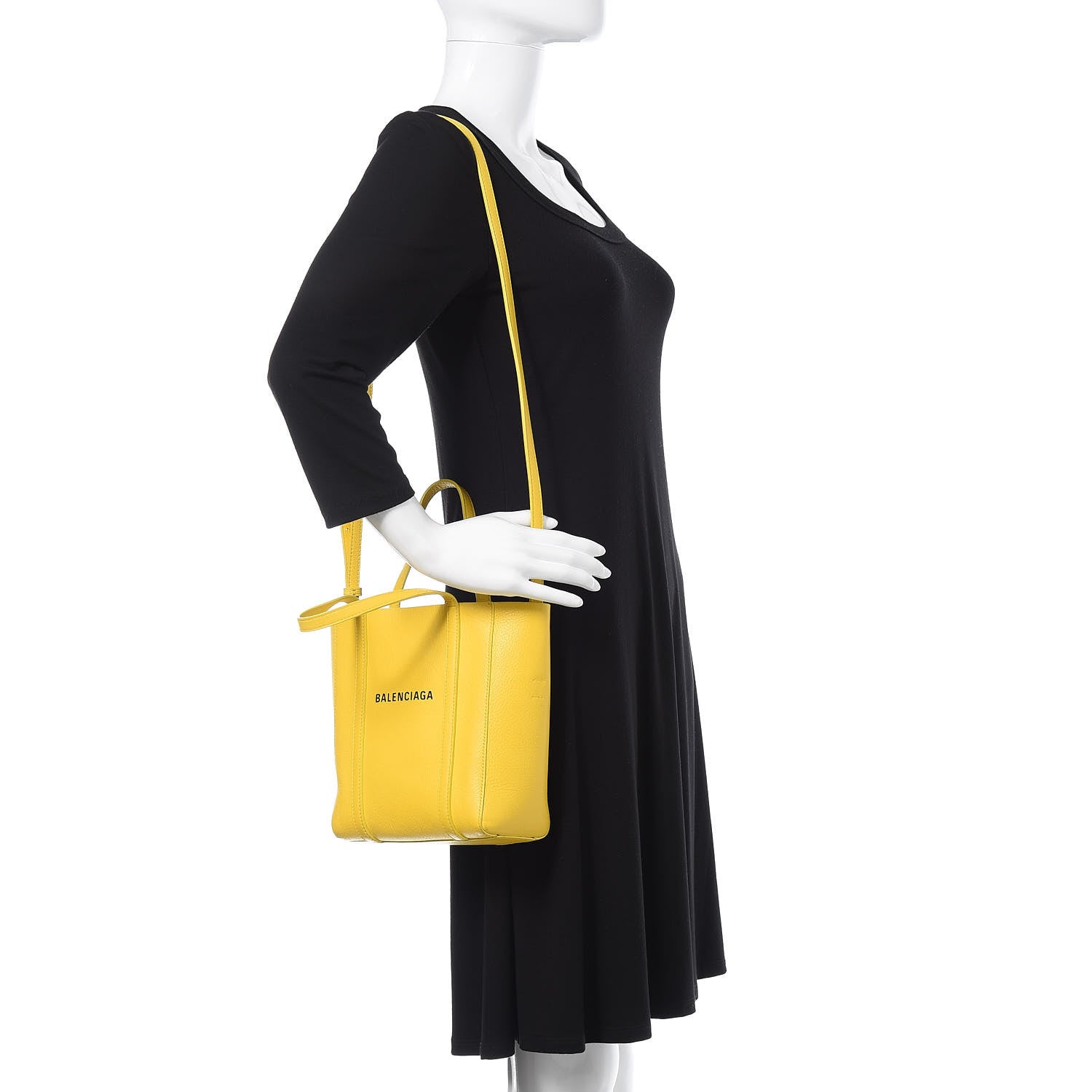 Balenciaga Smooth Calfskin Logo XXS Everyday Tote Jaune Soleil Black 2 of 11
