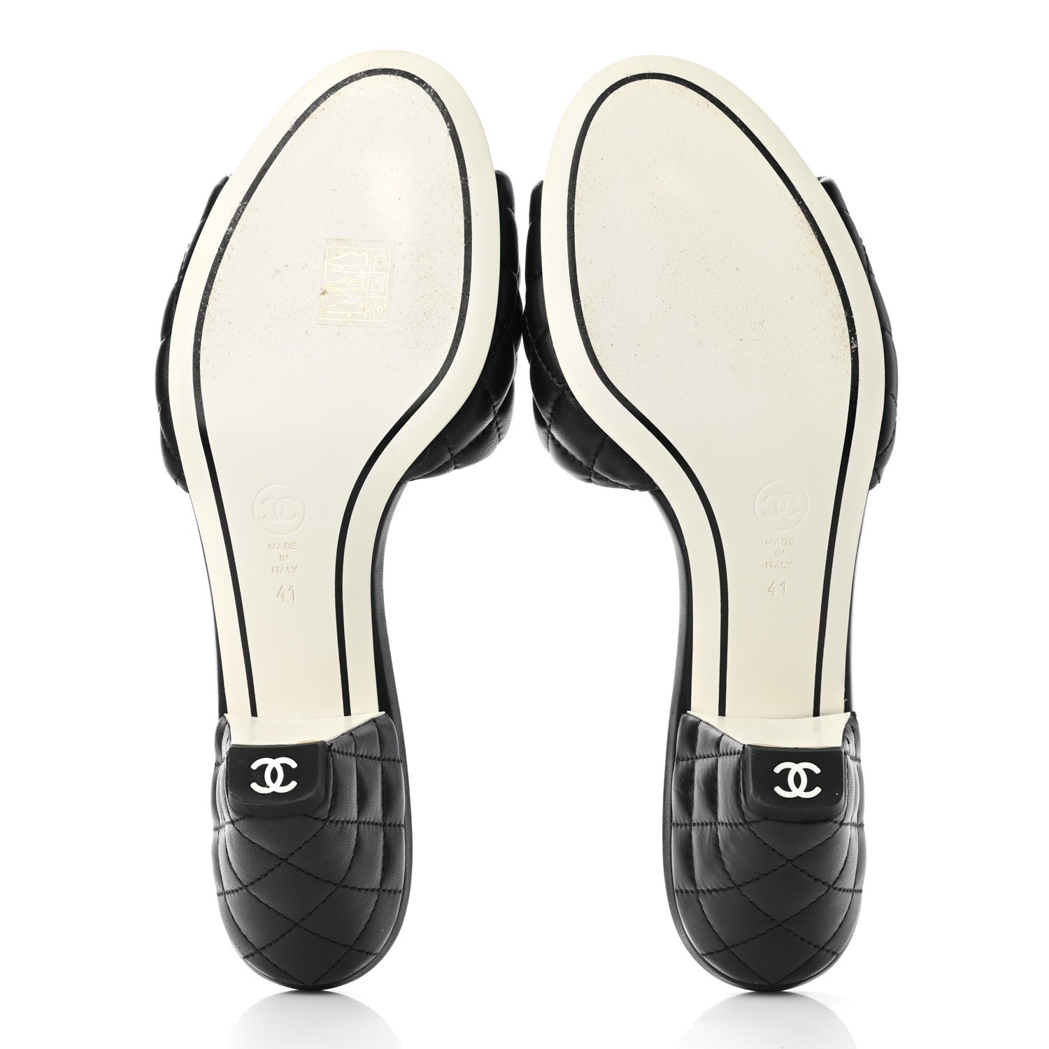 Chanel Lambskin Quilted Textured CC Mules 41 Black 5 of 9