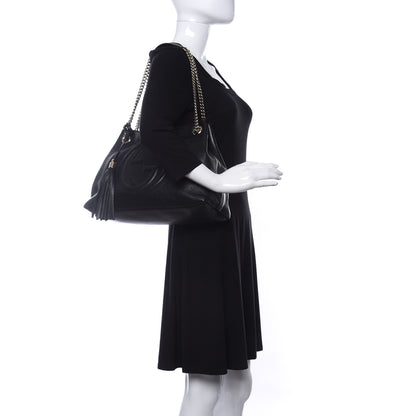 Gucci Pebbled Calfskin Medium Soho Chain Shoulder Bag Black 2 of 9