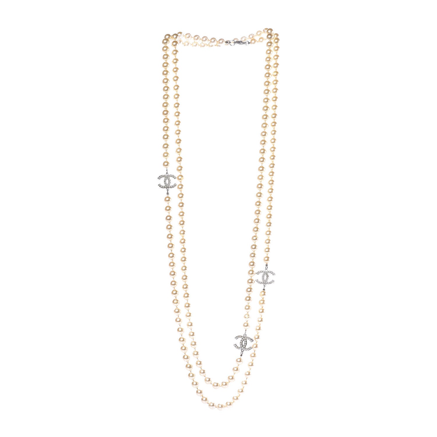Chanel Pearl CC Long Necklace Light Gold 4 of 7