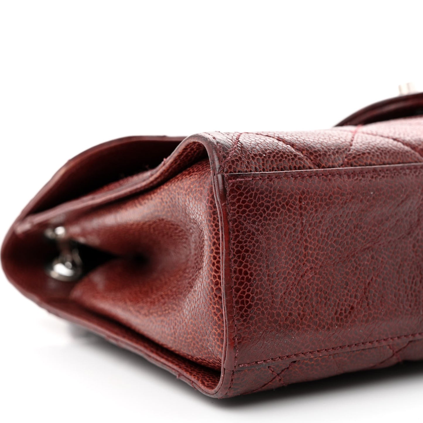 Crumpled Grained Calfskin Medium CC Crave Flap Bordeaux