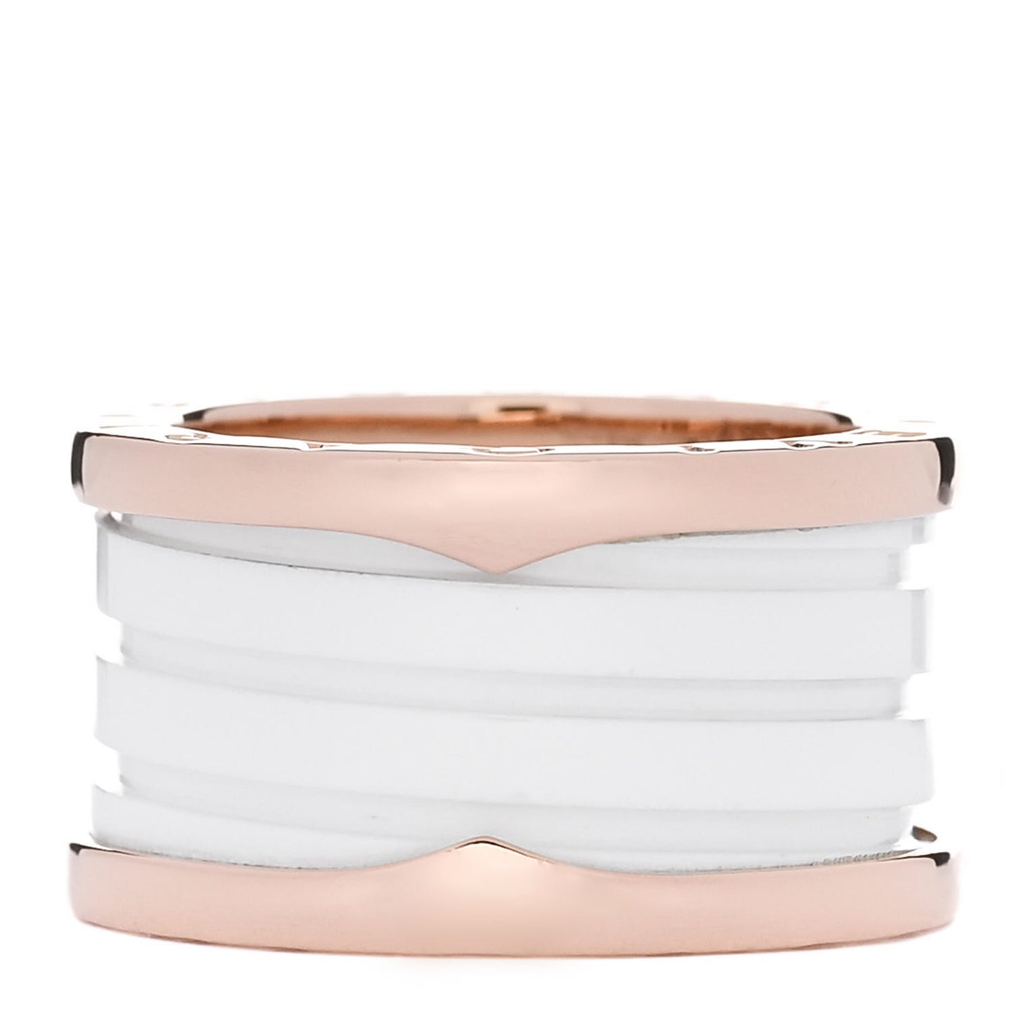 18K Rose Gold White Ceramic B.Zero1 Four-Band Ring 52 6