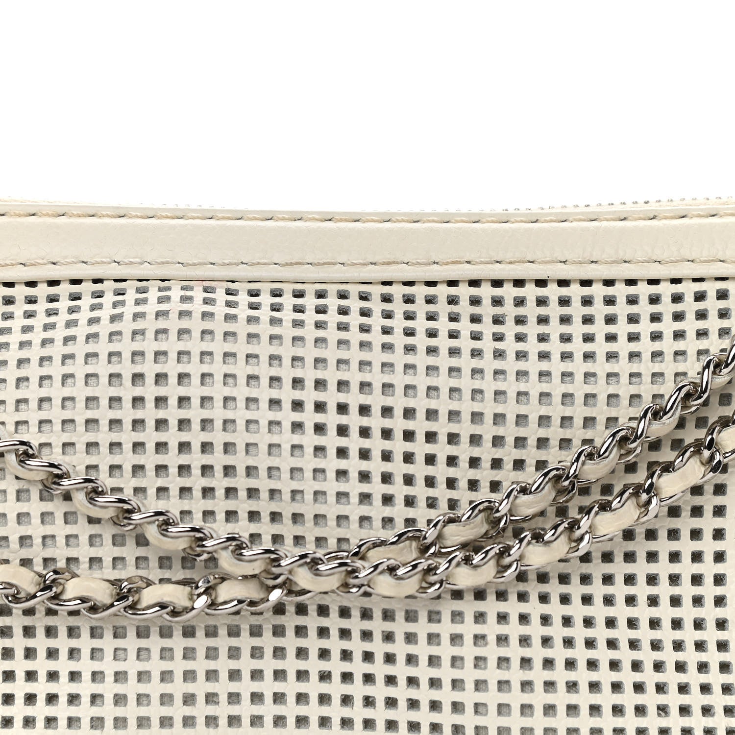Chanel Caviar Perforated Pulley Shoulder Bag White 7 of 18