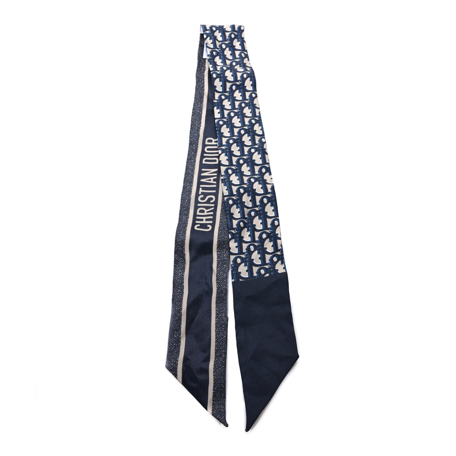 Christian Dior Silk Oblique Mitzah Scarf Blue 2 of 4