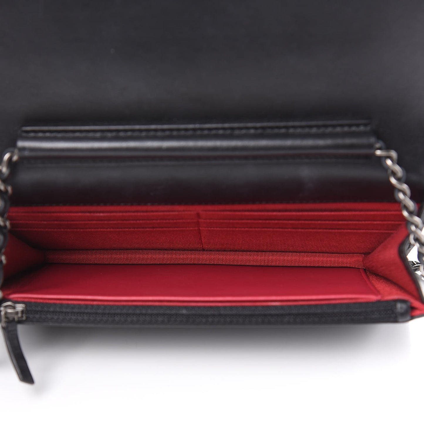 Aged Calfskin Quilted Gabrielle Wallet On Chain WOC Beige Black