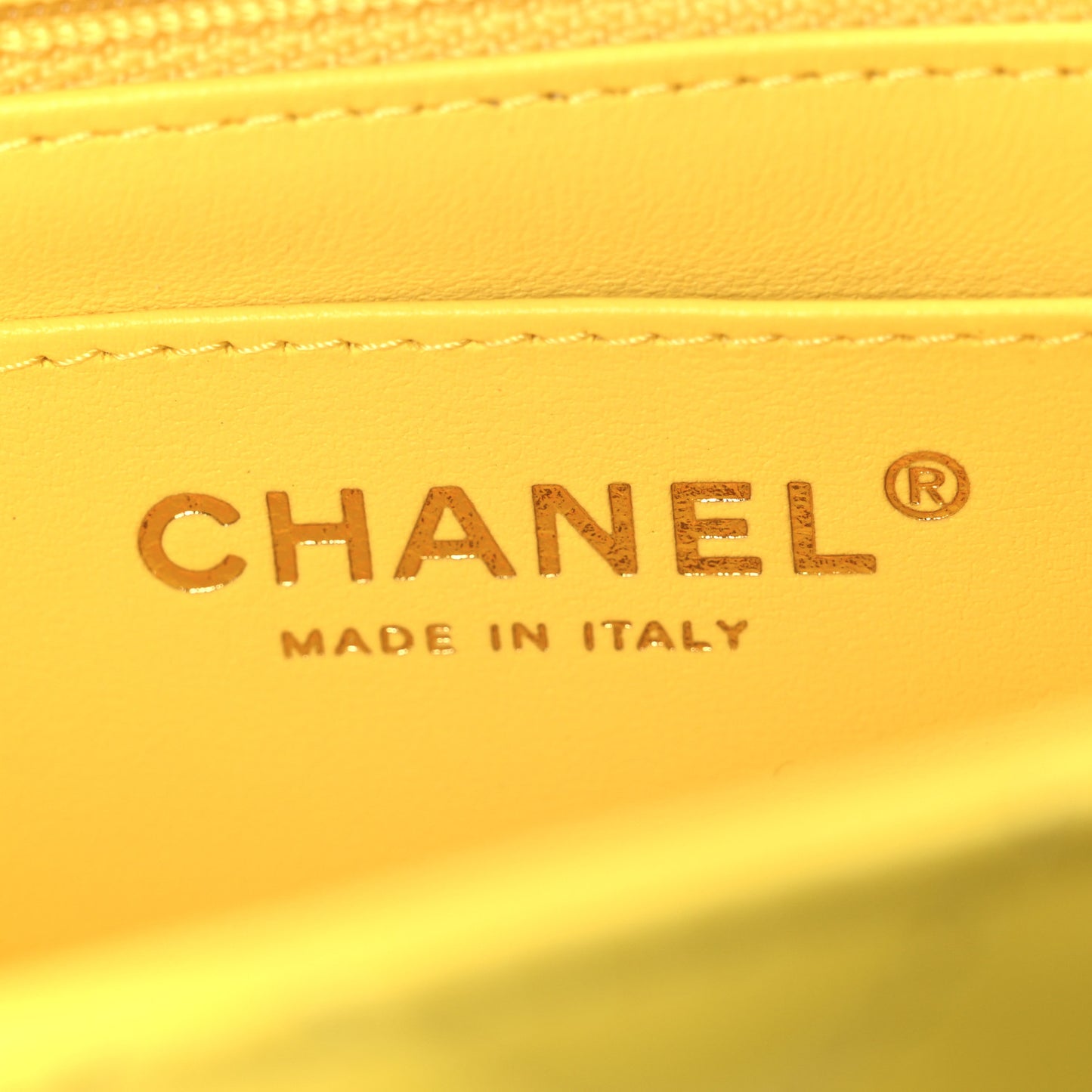 Lambskin Quilted Mini Square Flap Yellow
