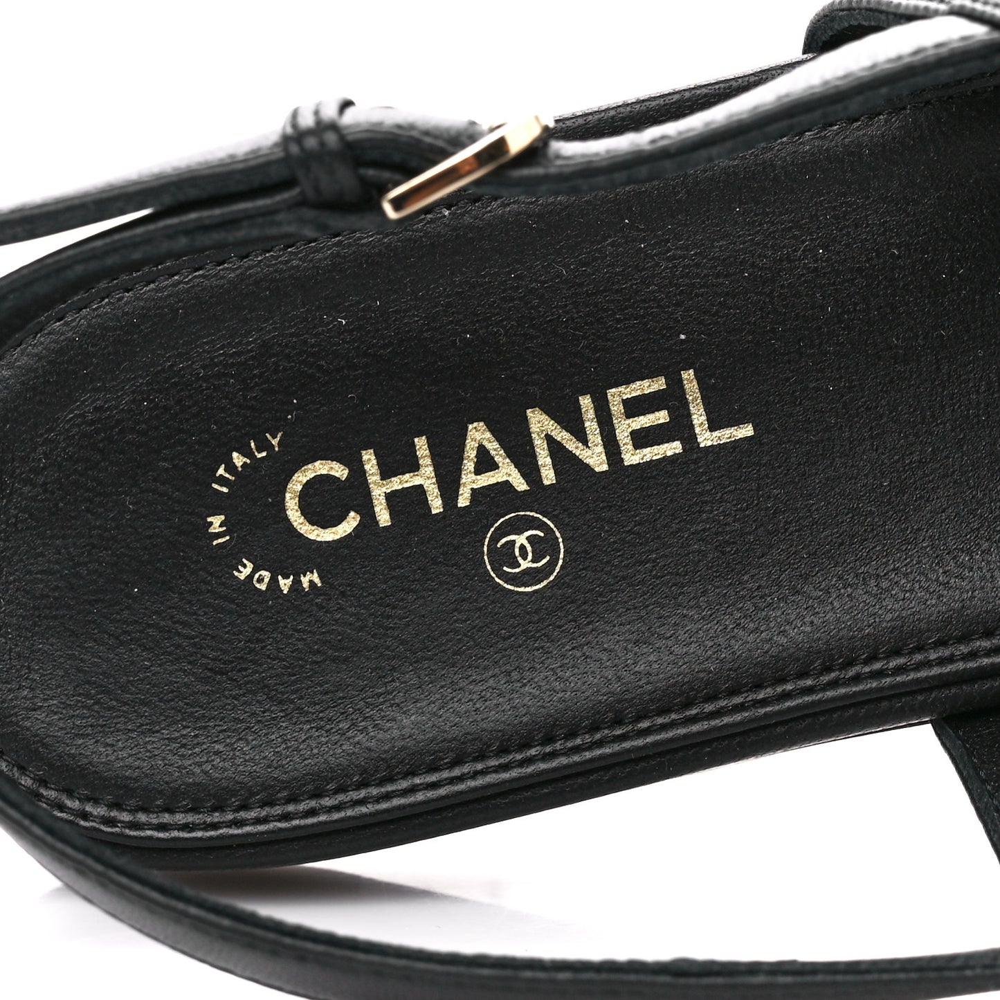 Lambskin Gripoix CC Thong Sandals 40.5 Black Gold