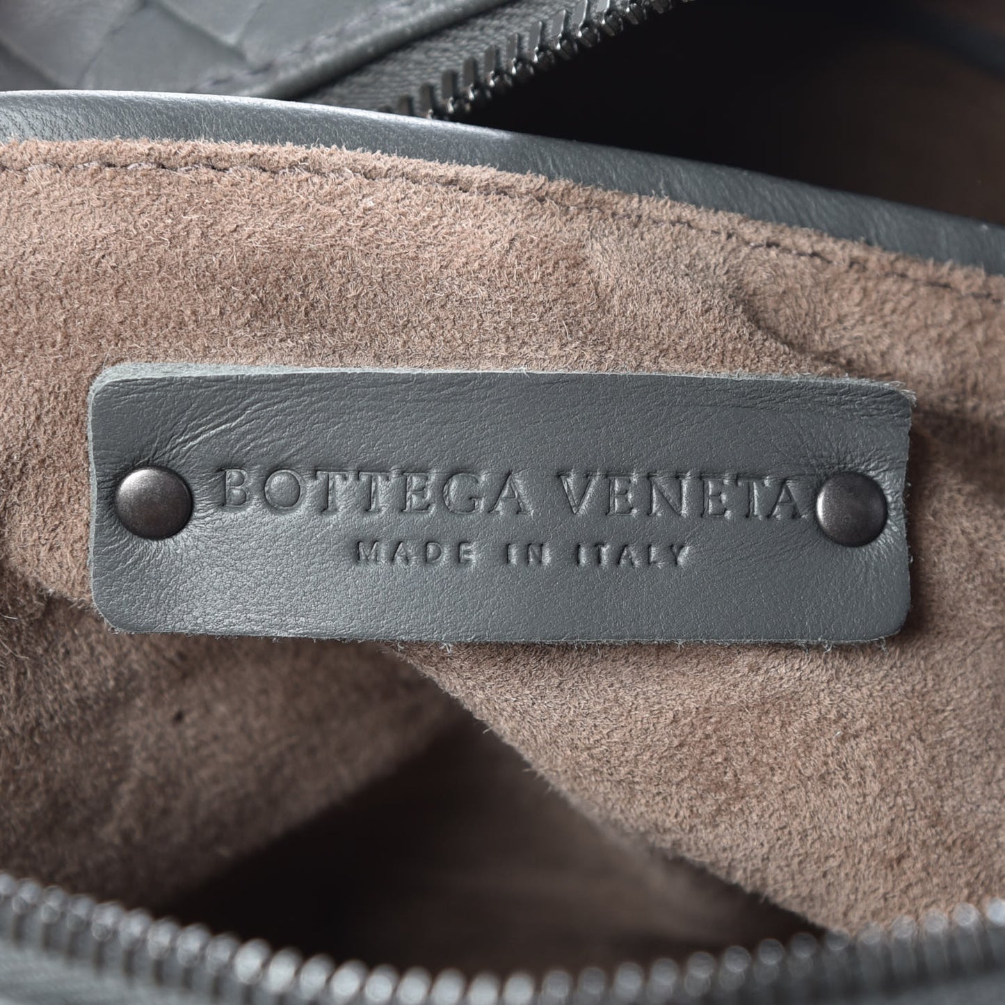 Nappa Intrecciato Mini Boston Light Grey