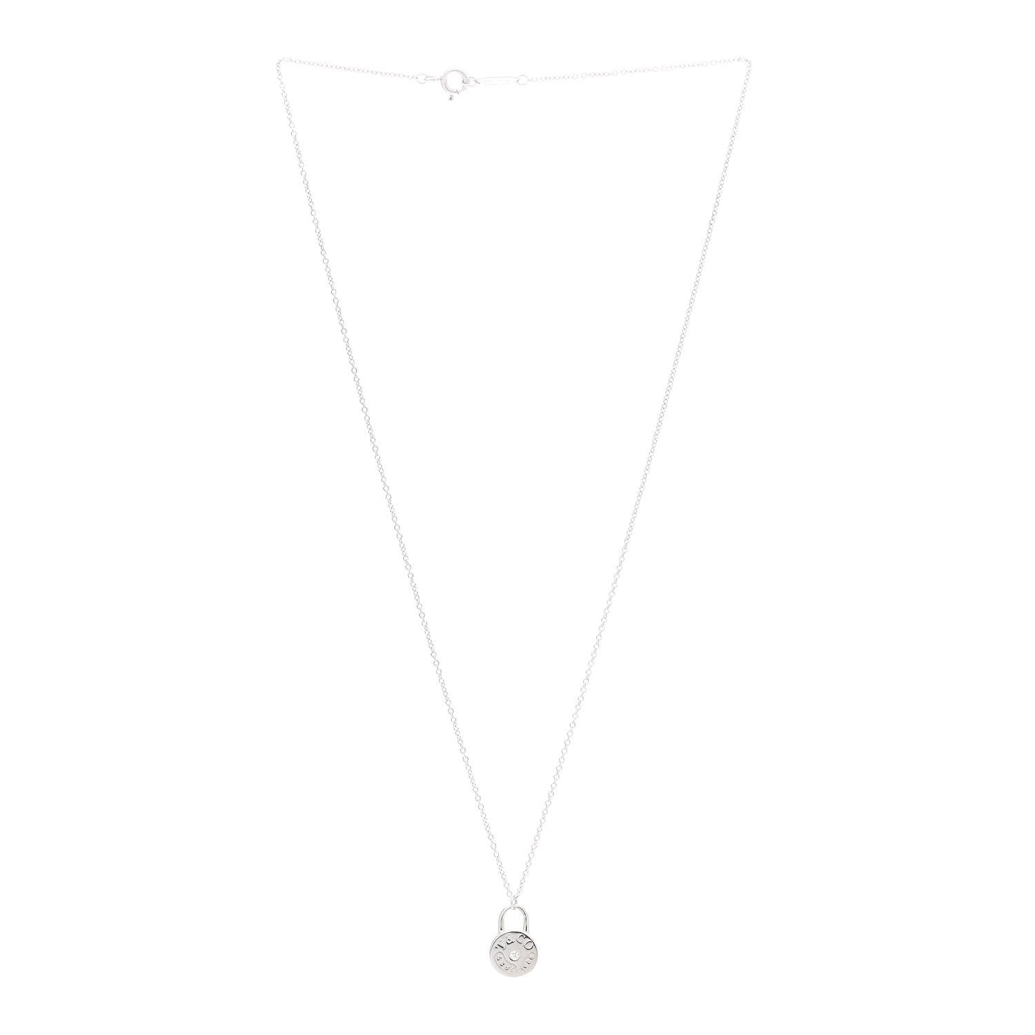 Tiffany Sterling Silver Diamond 1837 Circle Lock Necklace 3 of 5