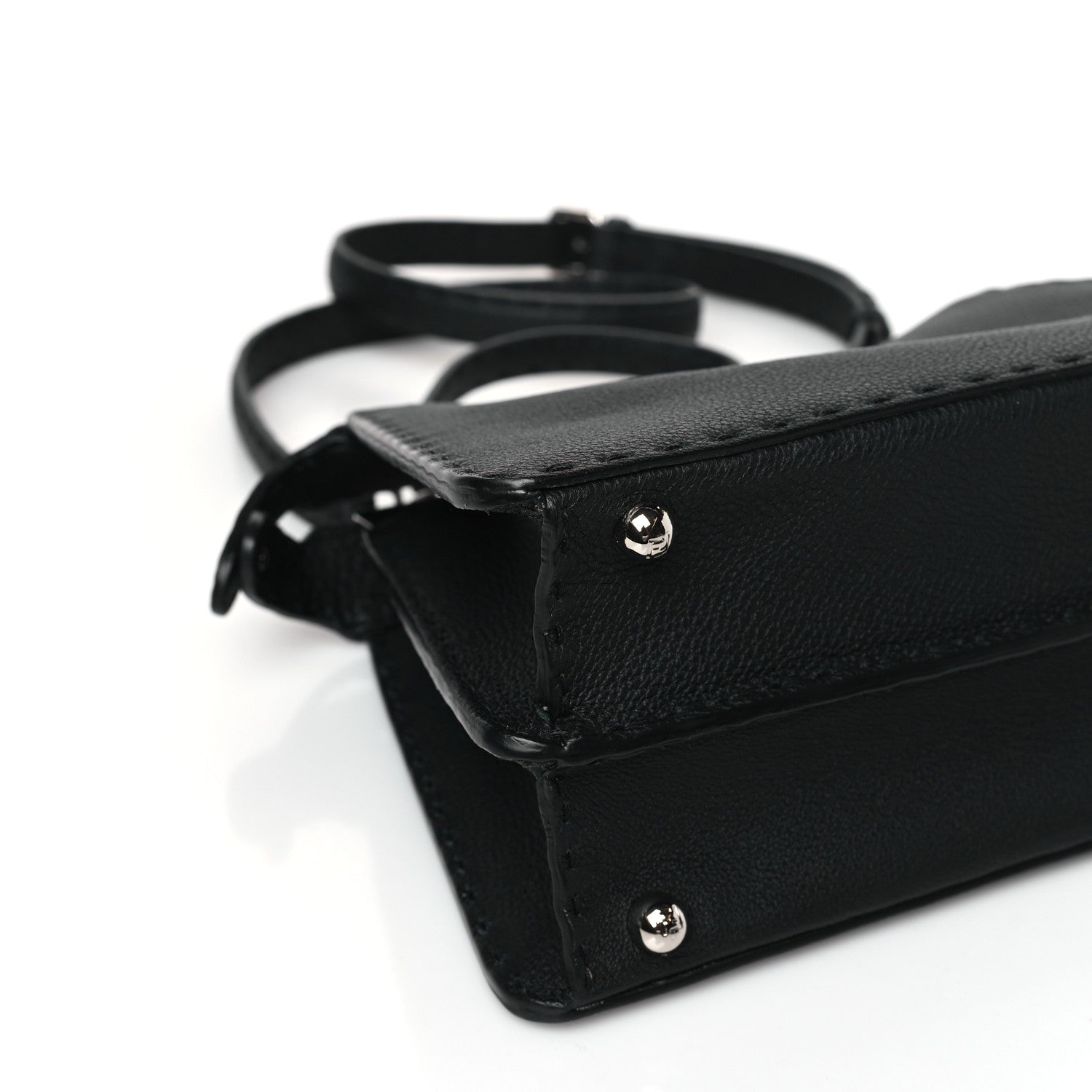 Fendi Cuoio Romano Selleria Chamois Small Peekaboo I SEE U Satchel Black Camel Sunflower 8 of 9