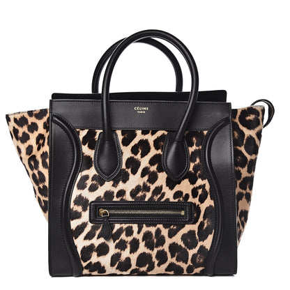 Celine Leopard Pony Hair Mini Luggage Brown 1 of 13