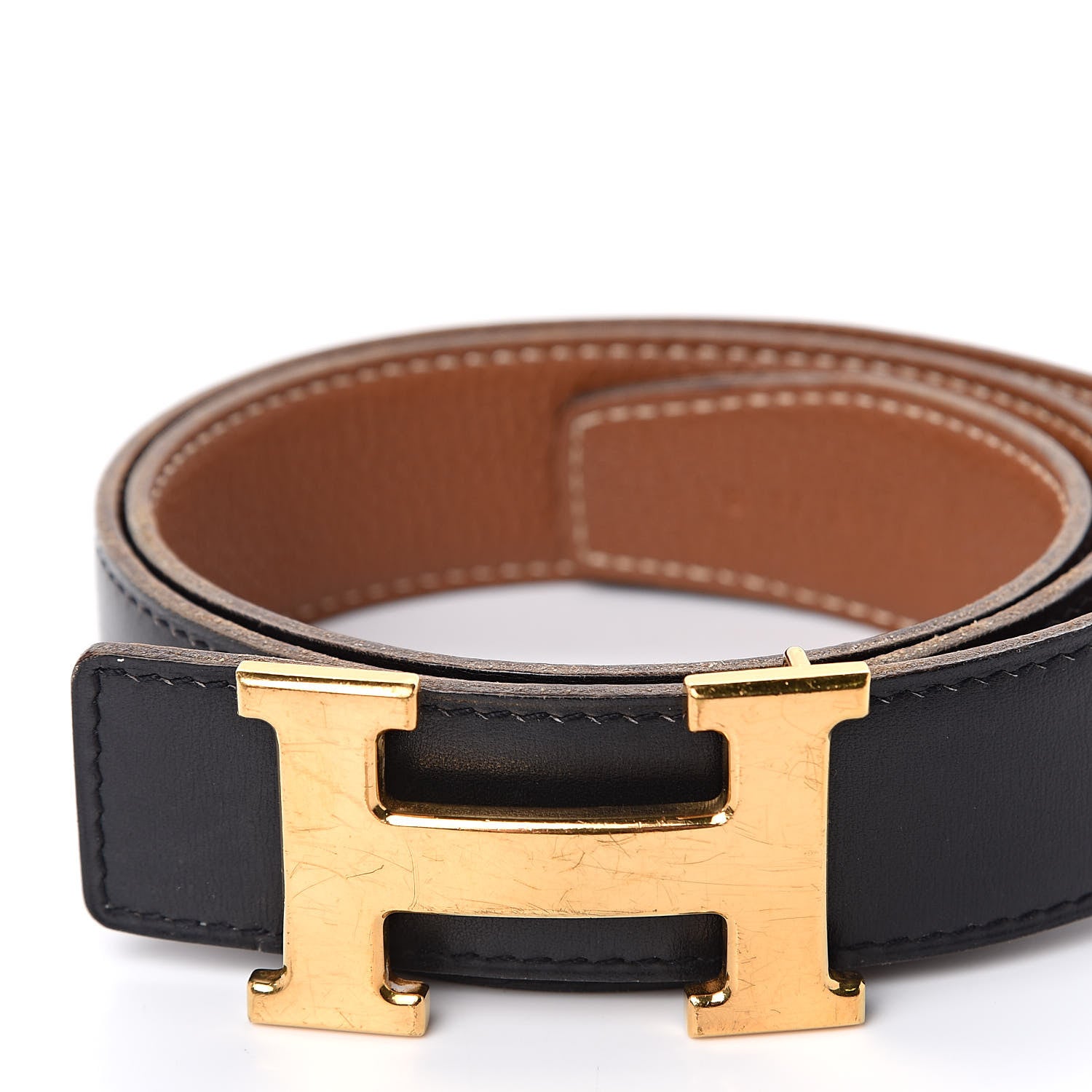 Hermes Box Togo 32mm H Belt 78 Black Gold 9 of 9