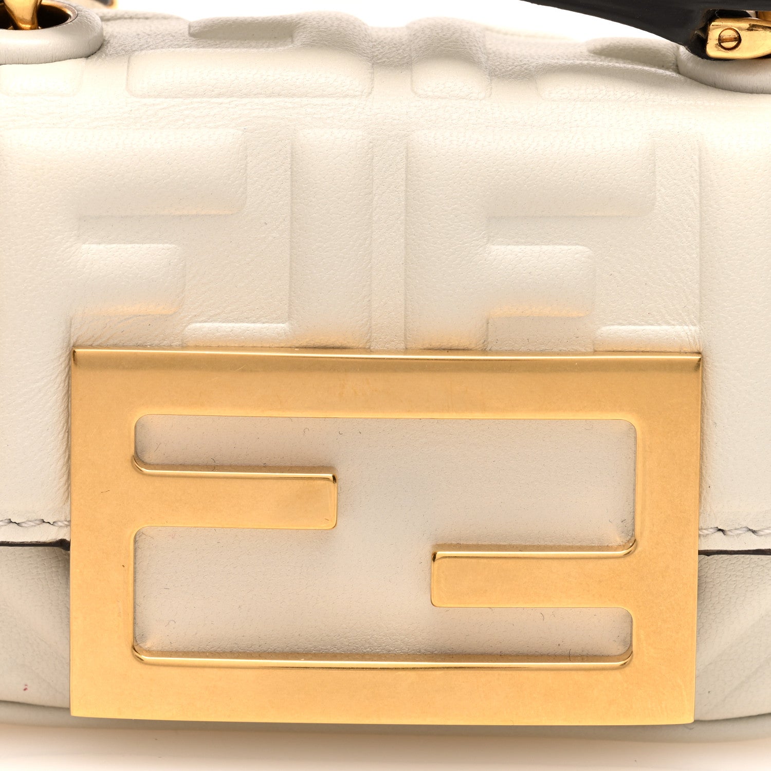 Fendi Nappa Matisse FF Embossed Nano Chain Baguette White 7 of 9