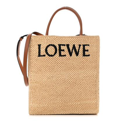 Loewe Raffia Calfskin Standard A4 Tote Bag Natural Black 1 of 9