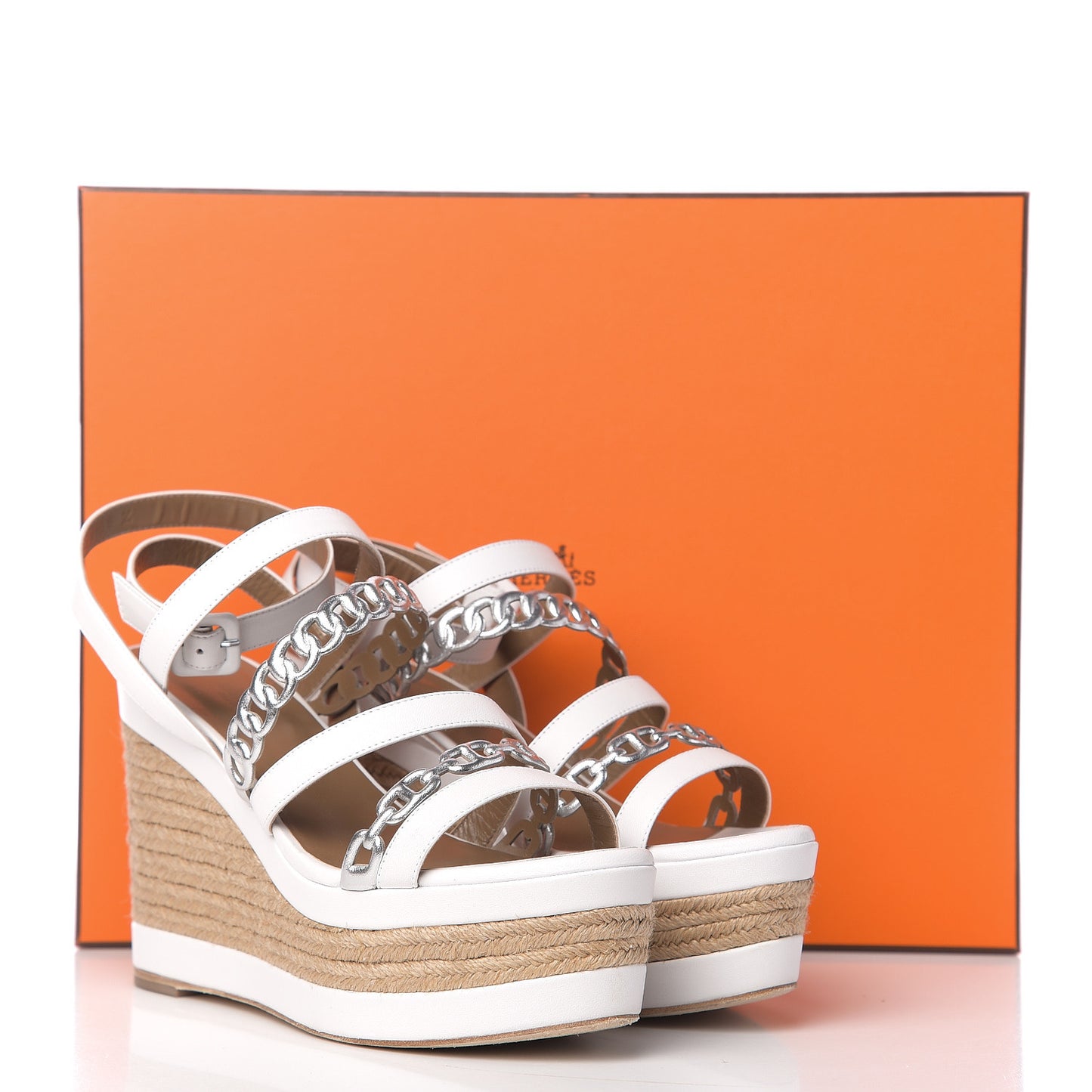 Metallic Nappa Amarres Wedge Espadrille 40 White Gris Argente