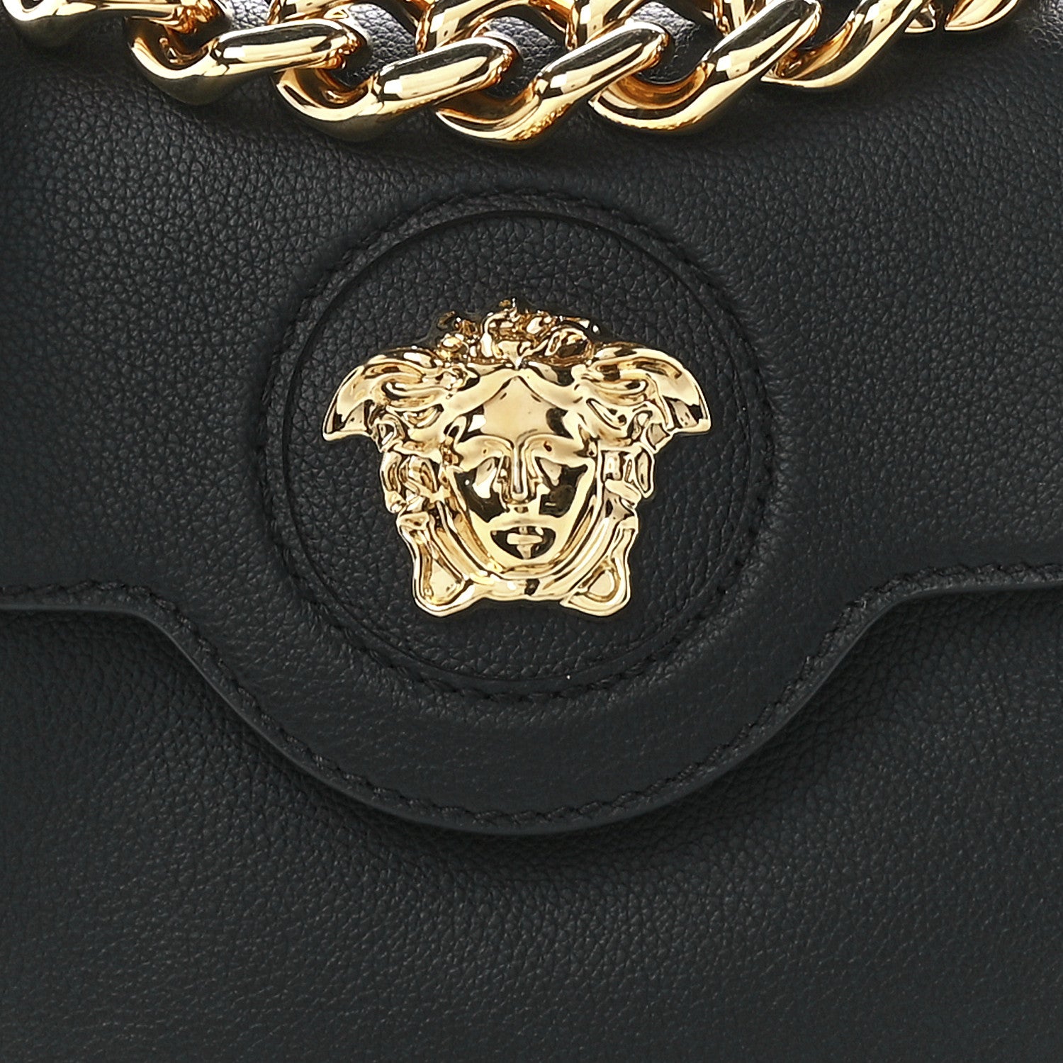 Versace Grained Calfskin Small La Medusa Top Handle Bag Black 8 of 11