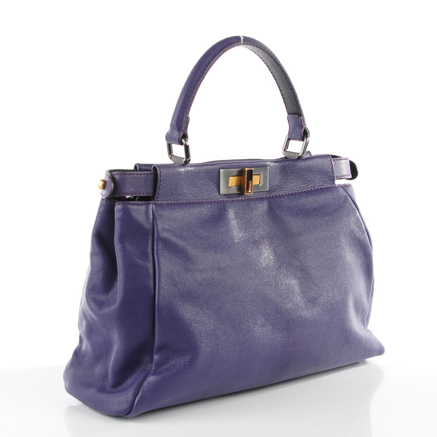 Fendi Goatskin Python Medium Peekaboo Iconic Satchel Violet 4 of 10