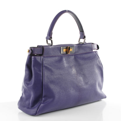 Fendi Goatskin Python Medium Peekaboo Iconic Satchel Violet 4 of 10