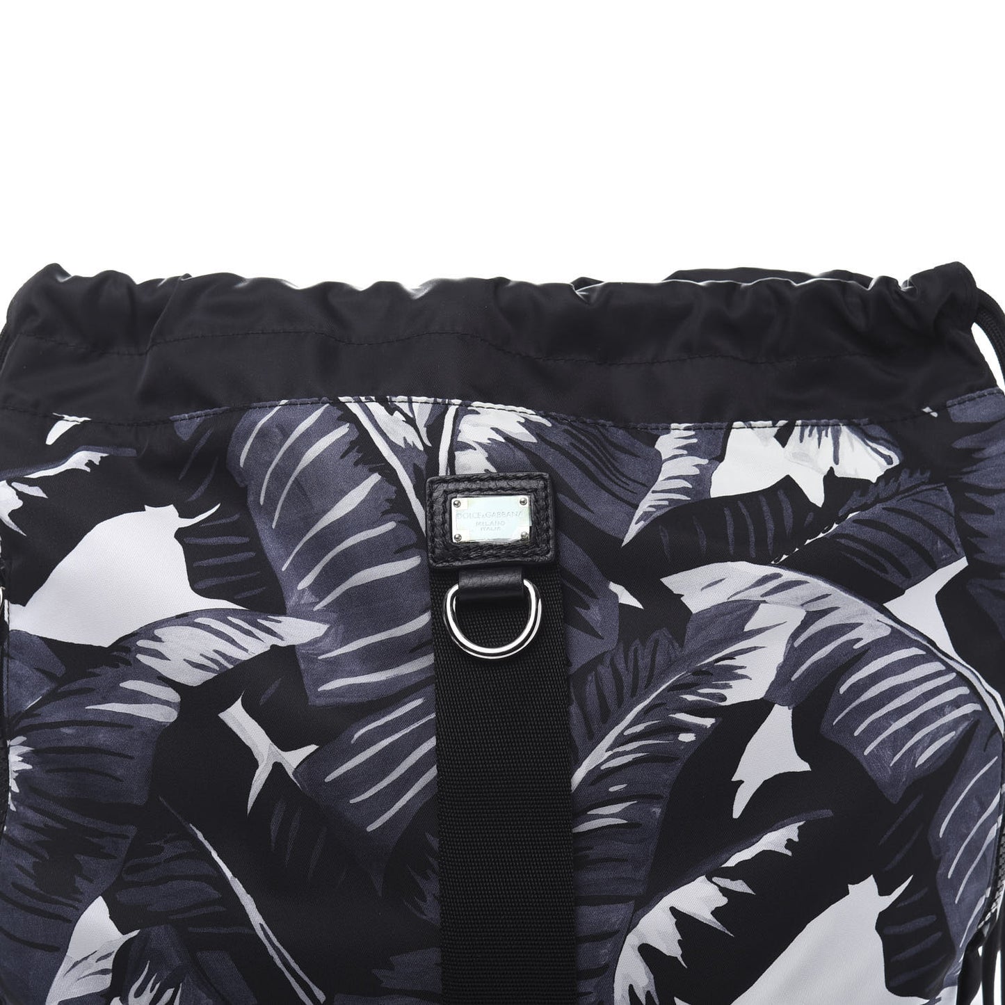 Nylon Printed Drawstring Backpack Black