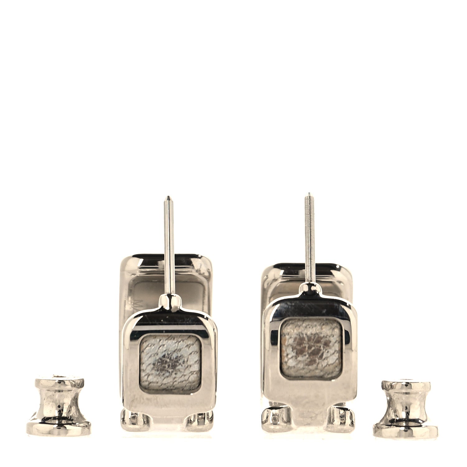 Hermes Chamkilight goatskin Olympe Hoop Earrings PM Silver 3 of 5