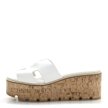 Hermes Calfskin Cork Eze 30 Sandals 37 White 1 of 9