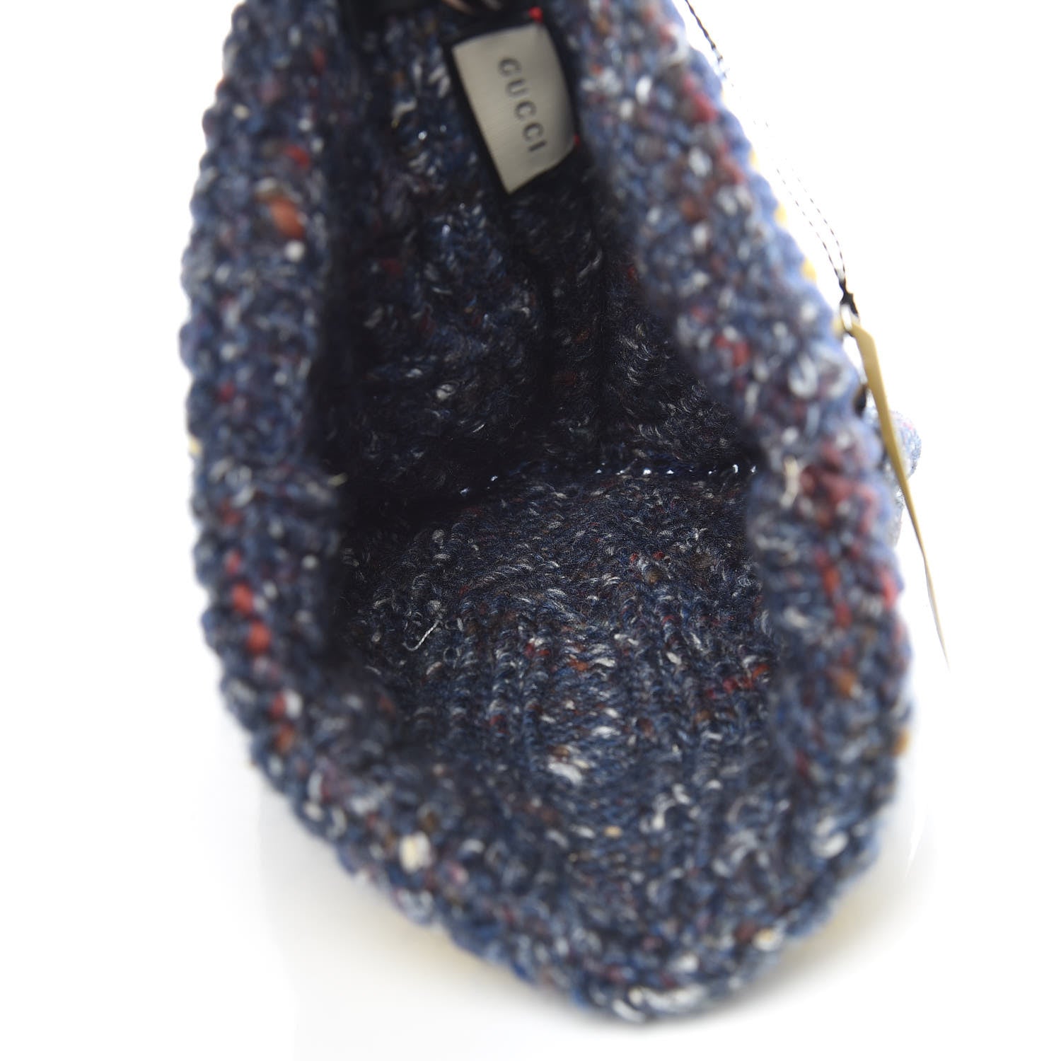 Gucci Wool Alpaca Silk Cable Knit Beanie Hat Navy 4 of 6