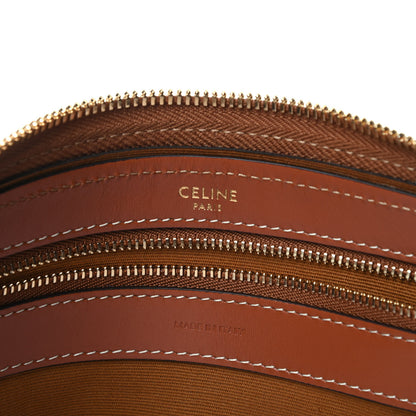 Celine Triomphe Canvas Calfskin Boston Bag Tan 7 of 10